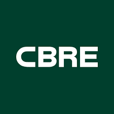 A green background with the word cbre in white.