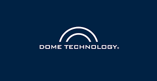 A dome technology logo on a blue background