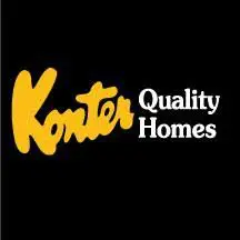 A black background with the words konter quality homes in yellow.