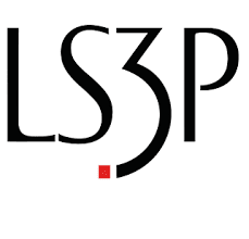 A black and white logo of ls 3 p