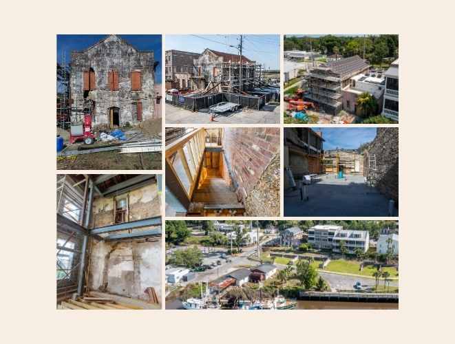 Adam Strain Building collage, historic preservation, archival photography
